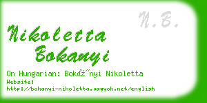 nikoletta bokanyi business card
